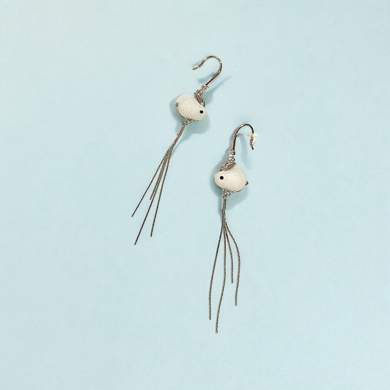 White Rabbit Drop Earrings