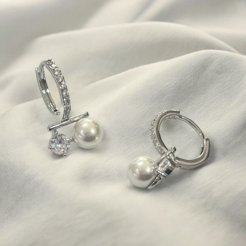 Lidia Crystal and Pearl Hoop Earrings