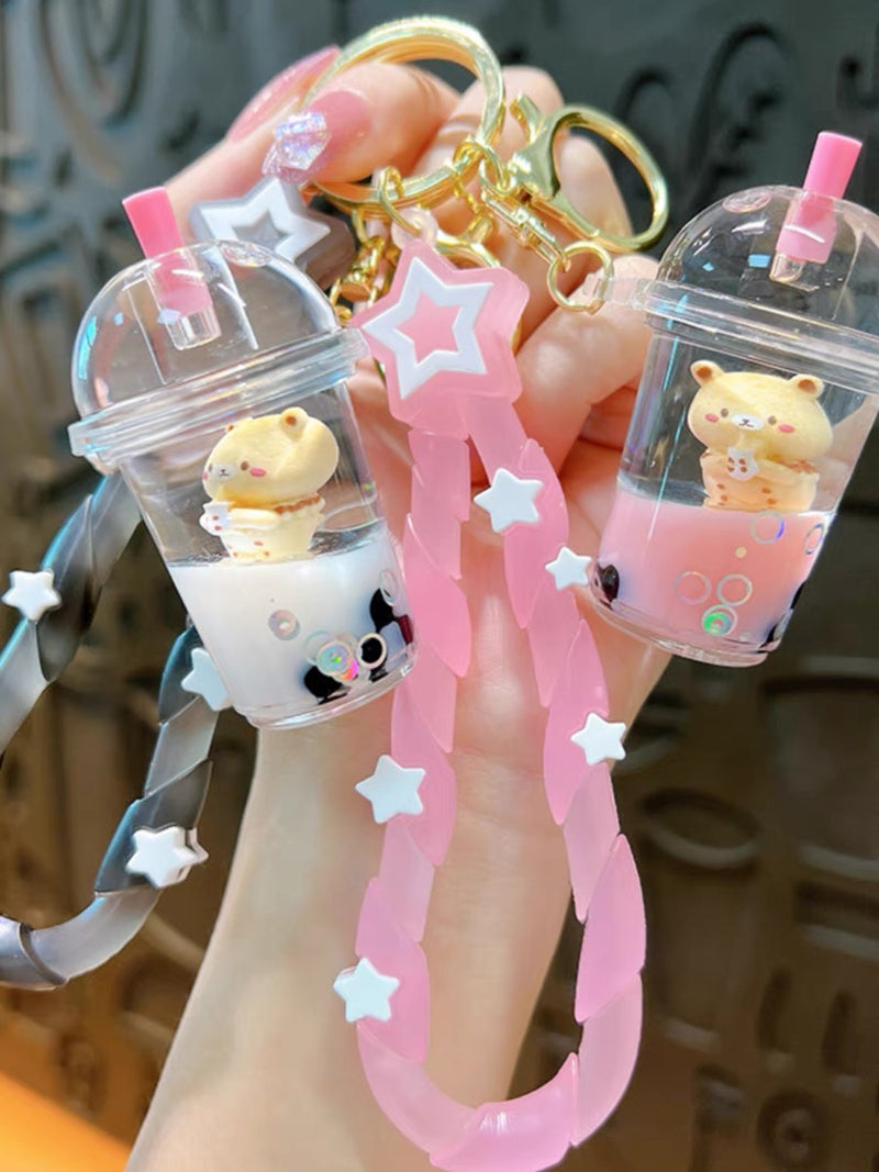 Bubble Tea Bear Keychain