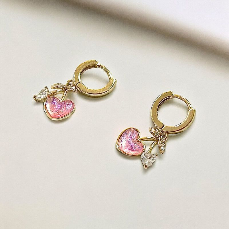 Cherry Heart Earrings Set