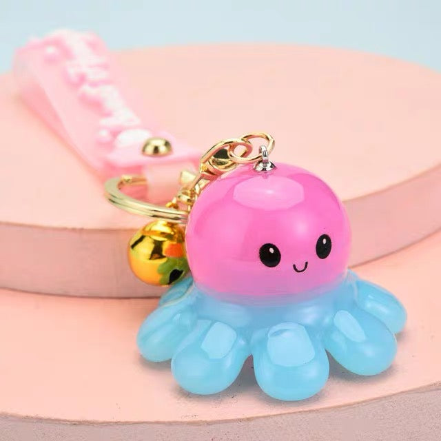 Octopus LED Light Up Keychain with Bell Charm