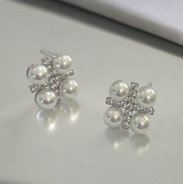 Lexi Pearl and Crystal Stud Earrings