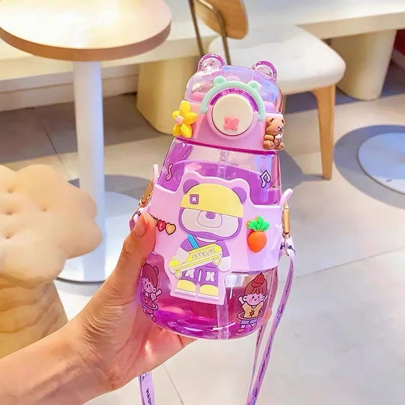 Happy Bear Drink Bottle with Carry Strap