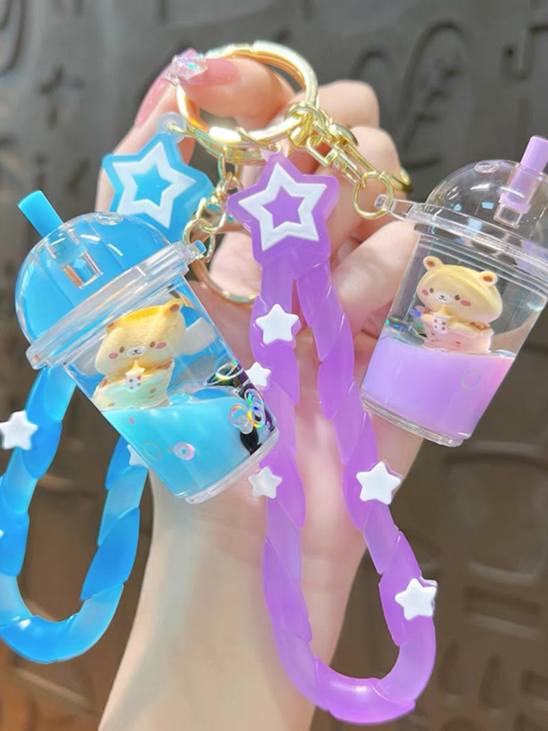 Bubble Tea Bear Keychain