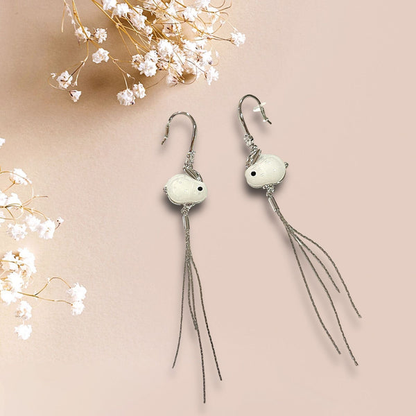 White Rabbit Drop Earrings