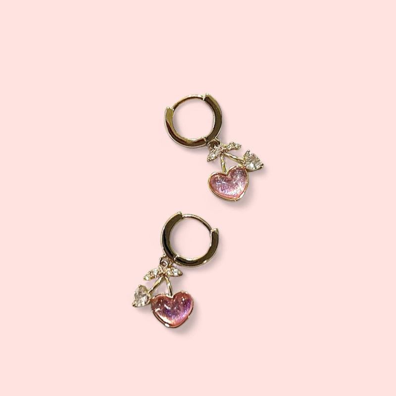 Cherry Heart Earrings Set