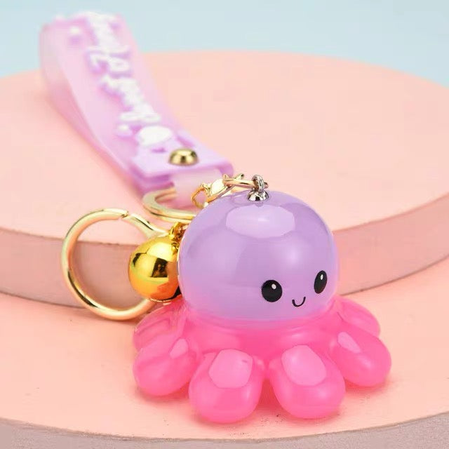 Octopus LED Light Up Keychain with Bell Charm