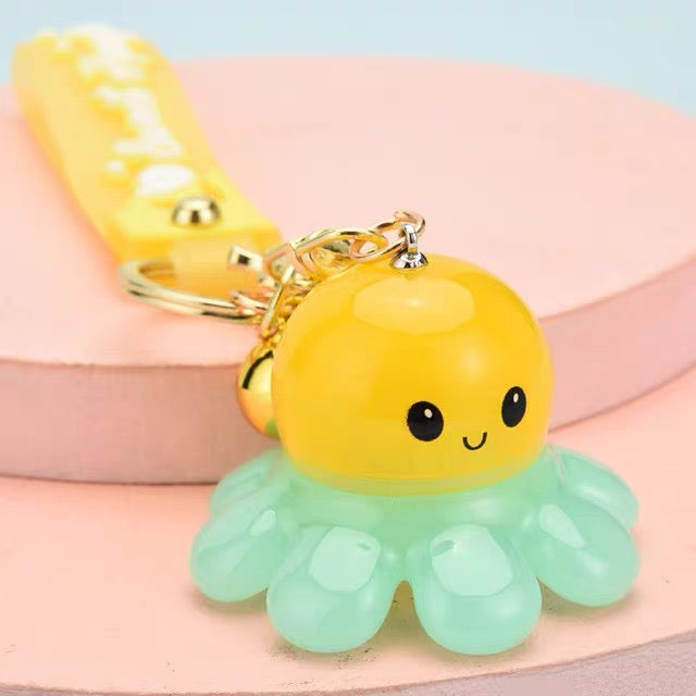 Octopus LED Light Up Keychain with Bell Charm