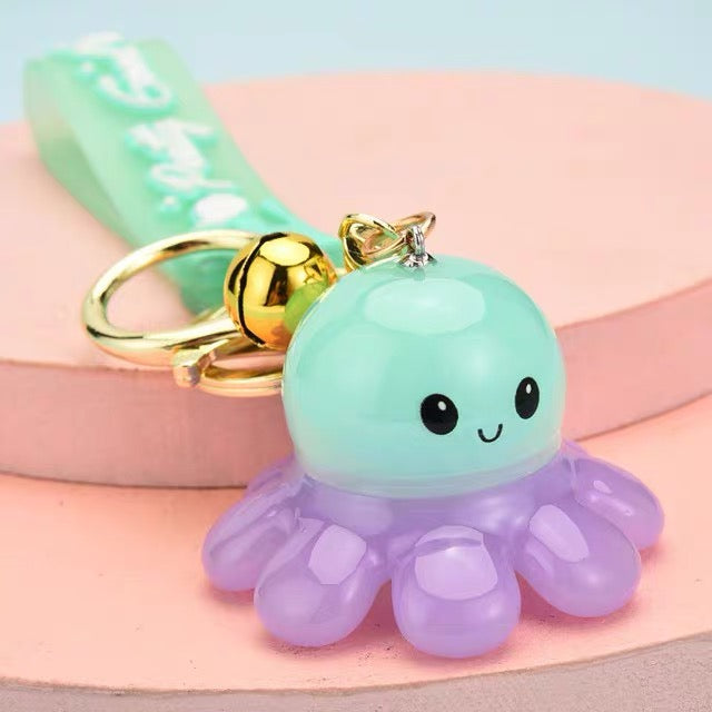 Octopus LED Light Up Keychain with Bell Charm