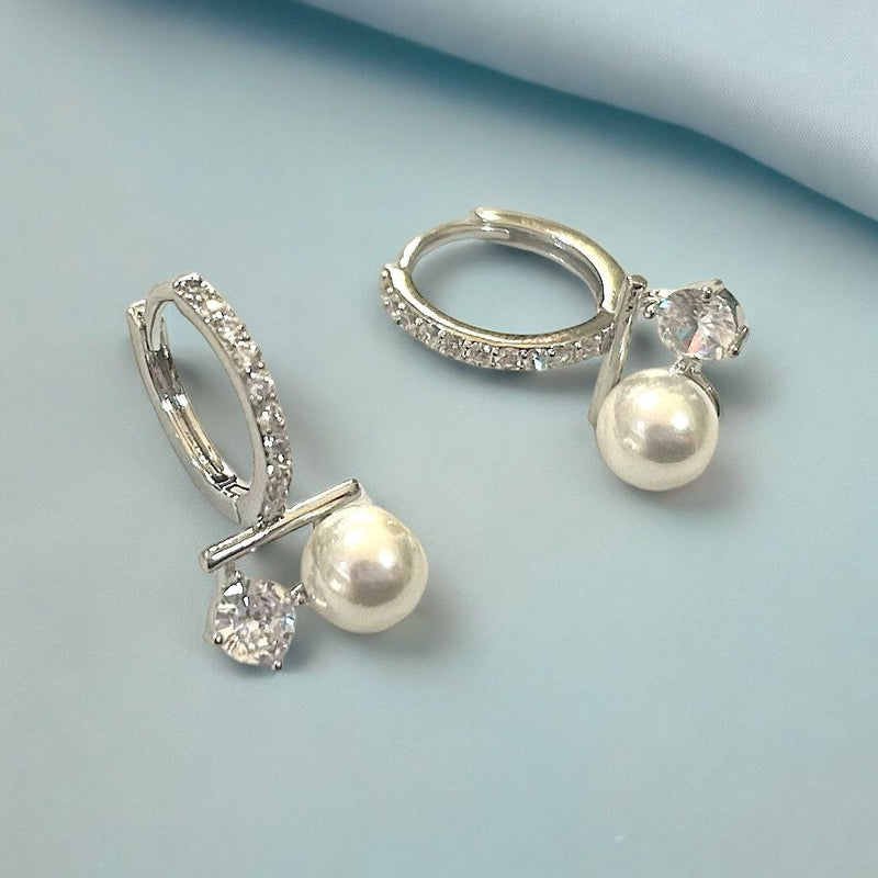 Lidia Crystal and Pearl Hoop Earrings