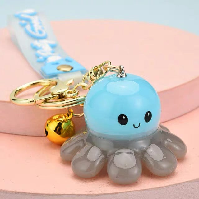 Octopus LED Light Up Keychain with Bell Charm