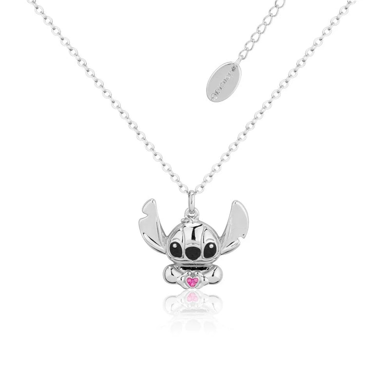 Disney Lilo and Stitch Crystal Heart Necklace (Silver)