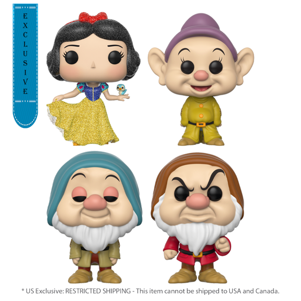 Snow White - Snow White, Dopey, Sleepy, Grumpy Diamond Glitter Pop! 4-Pack [RS]