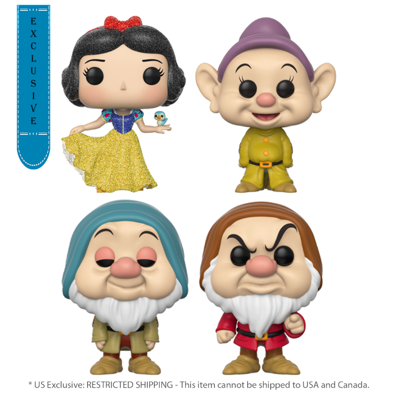 Snow White - Snow White, Dopey, Sleepy, Grumpy Diamond Glitter Pop! 4-Pack [RS]