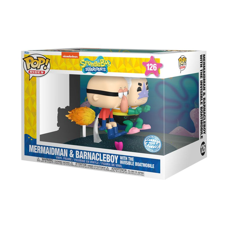 Spongebob Squarepants - Mermaidman & Barnacleboy with Invisible Boat Pop! Ride [RS]