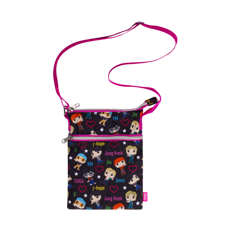 BTS - Band with Hearts Print Crossbody Passport Bag