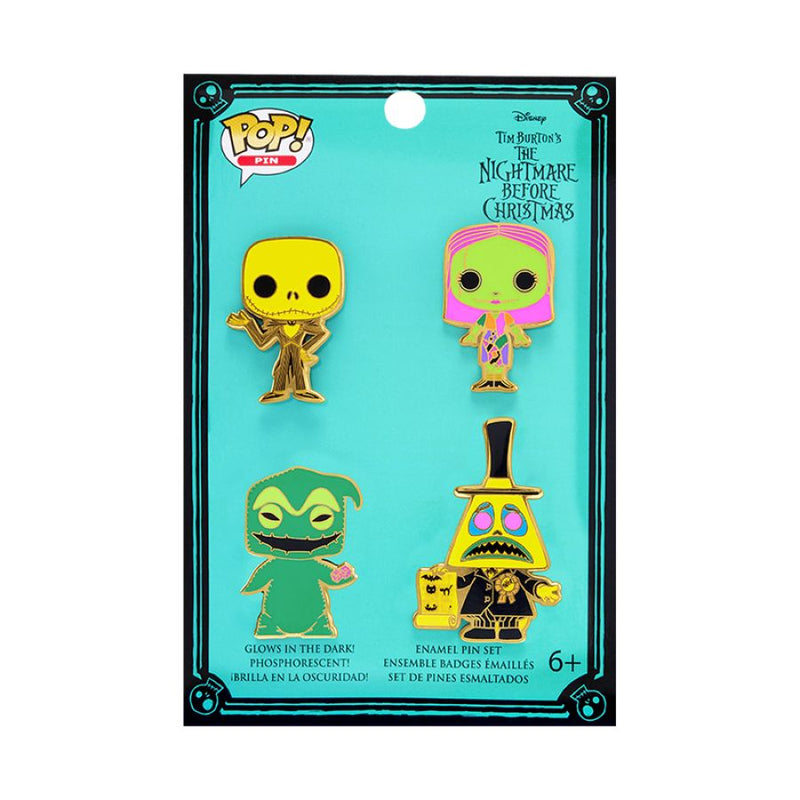 The Nightmare Before Christmas - Blacklight Enamel Pin Set 4 Pack