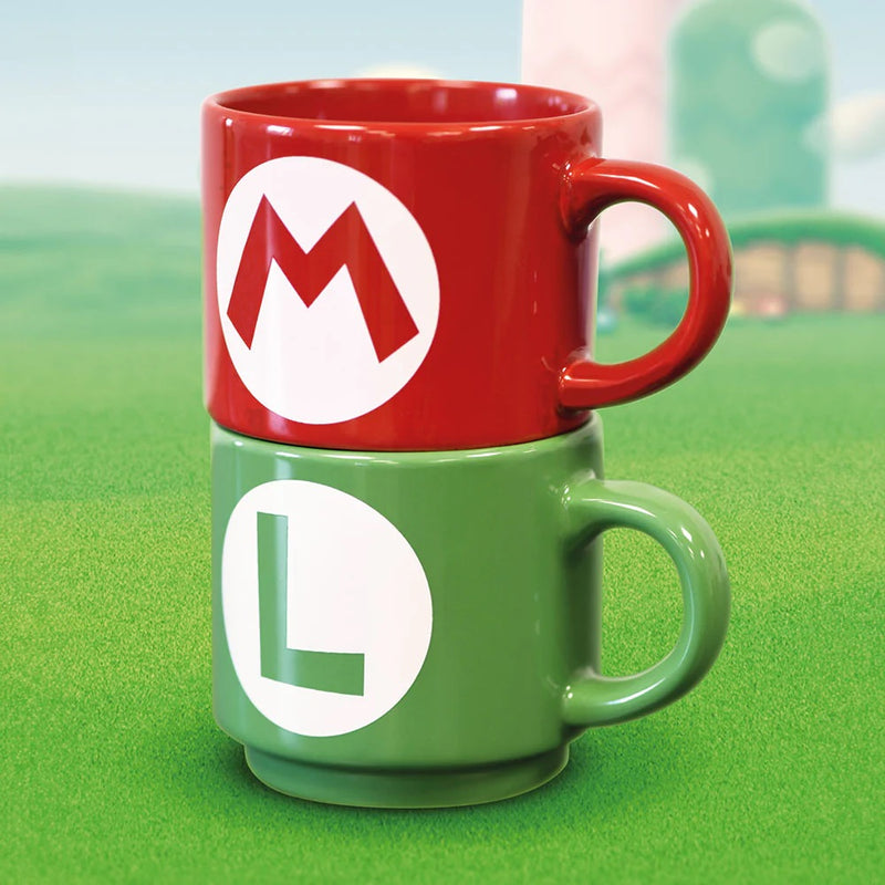 Super Mario Bros - Mario Luigi Initial - Stackable Mug Set