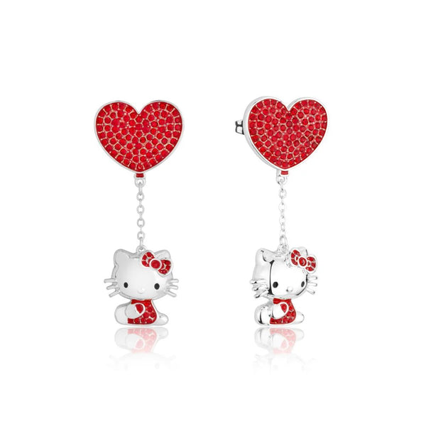 Sanrio - Hello Kitty Crystal Heart Drop Earrings (Silver)