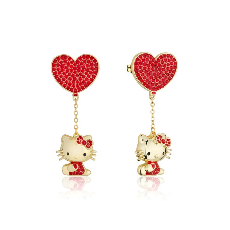 Sanrio - Hello Kitty Crystal Heart Drop Earrings (Gold)