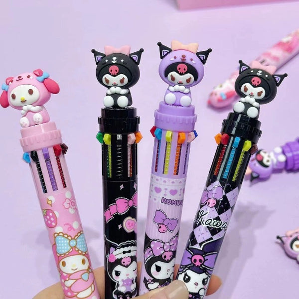 Sanrio - My Melody & Kuromi 10 Colour Pen Assorted