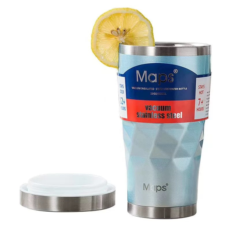 Maps Stainless Steel Travel Cup with Straw 590ml