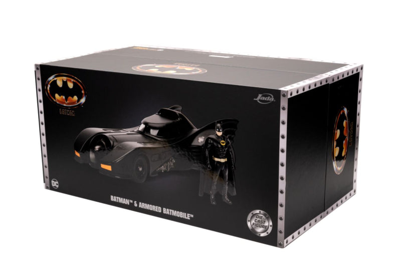 Batman (1989) - Batmobile & Armour with Batman 1:24 Scale Diecast Vehicle Set