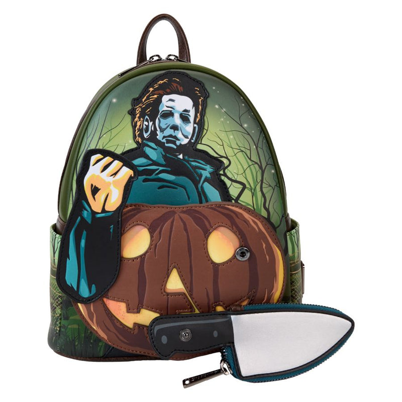 Halloween - Michael Myers Pumpkin Glow Mini Backpack (with Coin Bag)