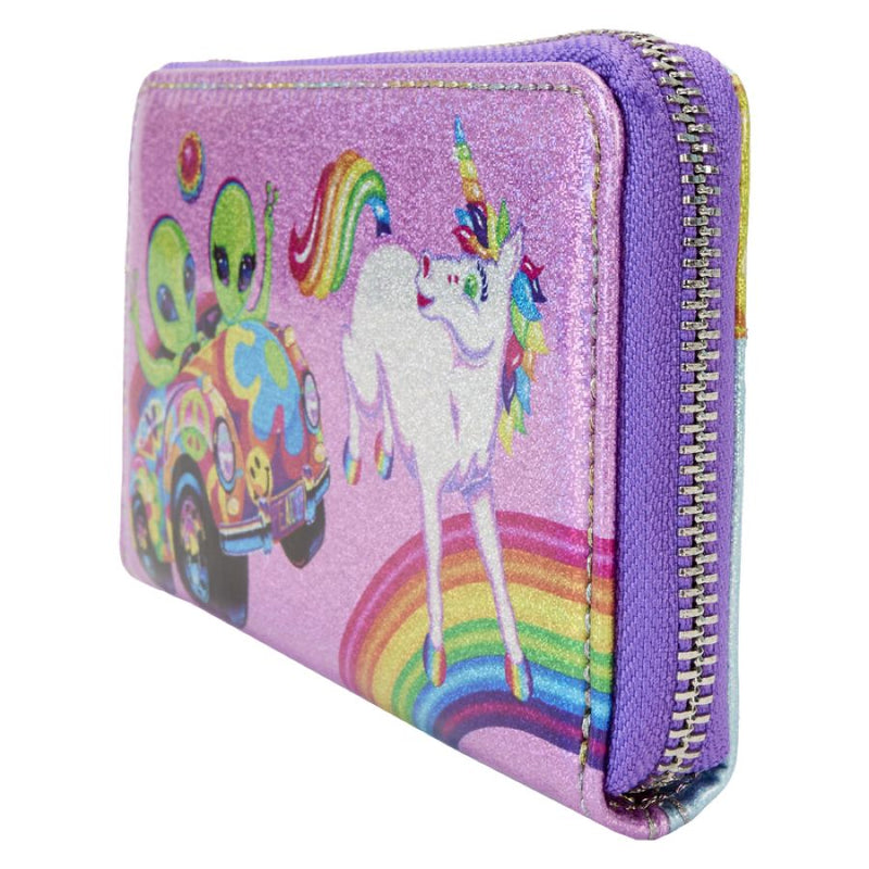 Lisa Frank - Holographic Glitter Color Block Zip Around Wallet Purse