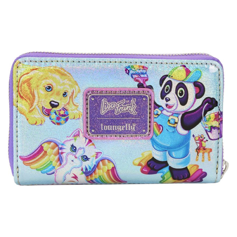 Lisa Frank - Holographic Glitter Color Block Zip Around Wallet Purse