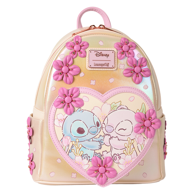 Disney - Cute Stitch and Angel Cherry Blossom Mini Backpack