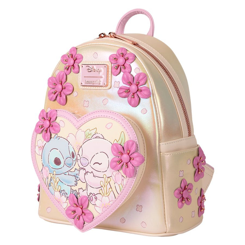 Disney - Cute Stitch and Angel Cherry Blossom Mini Backpack