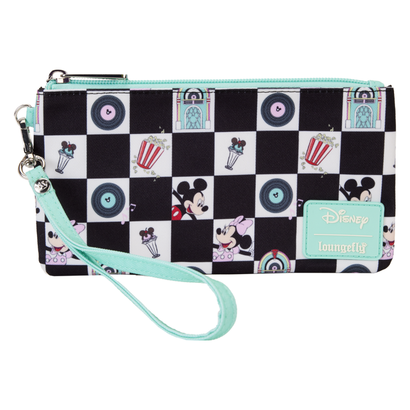 Disney - Mickey & Minnie Date Night Diner All-Over-Print Nylon Wristlet