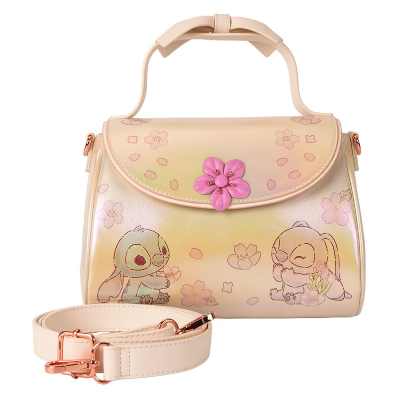 Disney - Cute Stitch and Angel Bow Handle Crossbody Bag