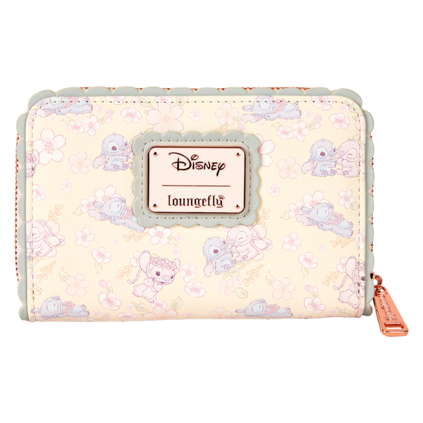 Disney - Cute Stitch and Angel Cherry Blossom Zip Around Wallet