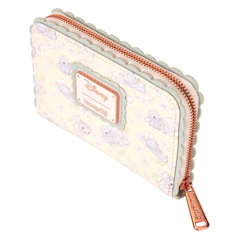 Disney - Cute Stitch and Angel Cherry Blossom Zip Around Wallet