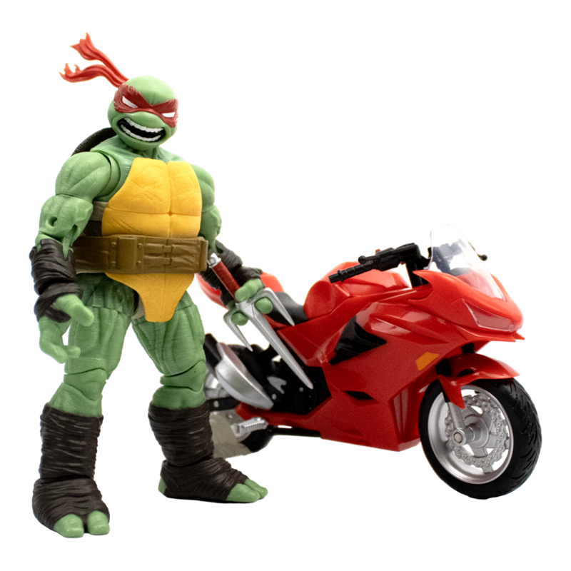 Teenage Mutant Ninja Turtles - Raphael Ninja with Red Motorcycle BST AXN Figure