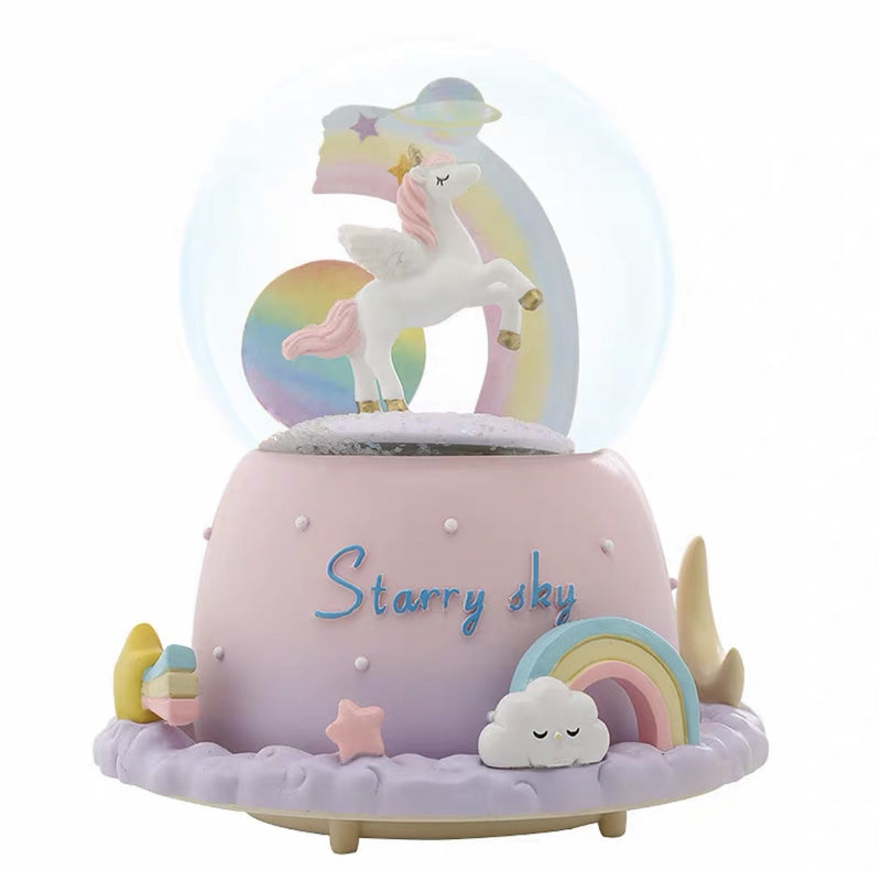 Starry Sky Unicorn Musical Snow Globe