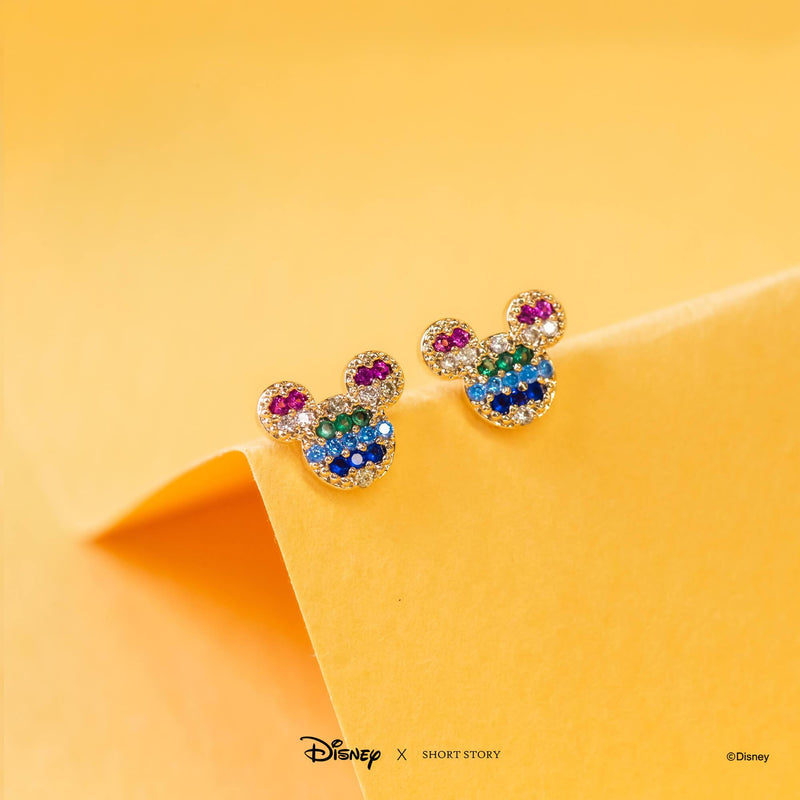 Disney - Diamante Mickey Ears Earrings (Rainbow)