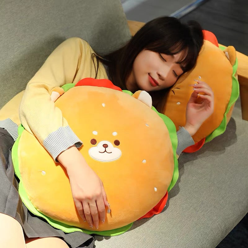 Hamburger Dog Plush Cushion - 40cm