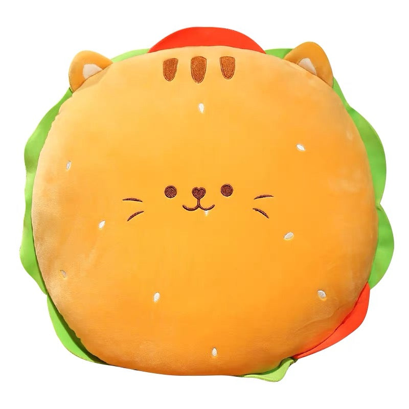 Hamburger Cat Plush Cushion - 40cm