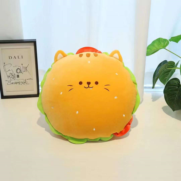 Hamburger Cat Plush Cushion - 40cm