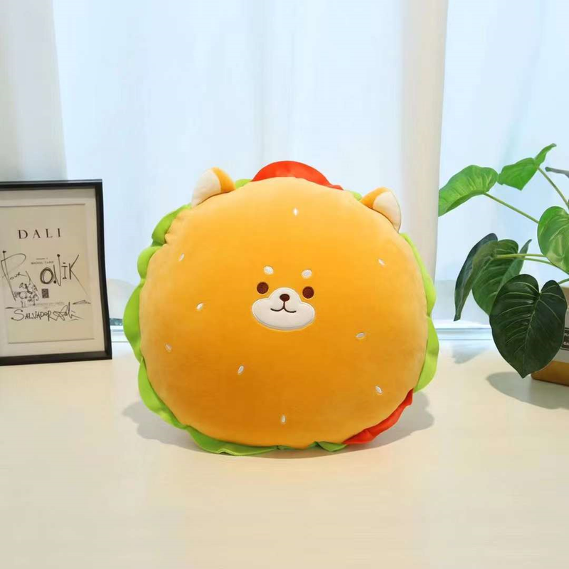 Hamburger Dog Plush Cushion - 40cm