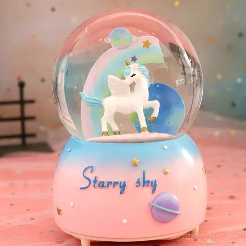 Starry Sky Unicorn Musical Snow Globe