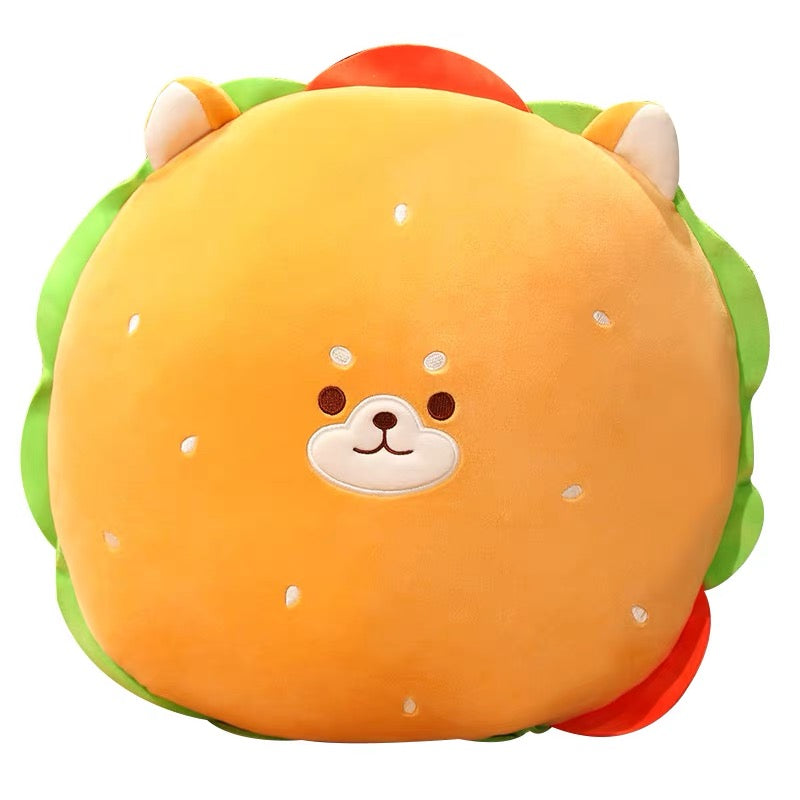 Hamburger Dog Plush Cushion - 40cm