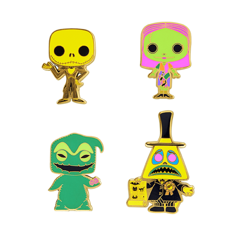 The Nightmare Before Christmas - Blacklight Enamel Pin Set 4 Pack